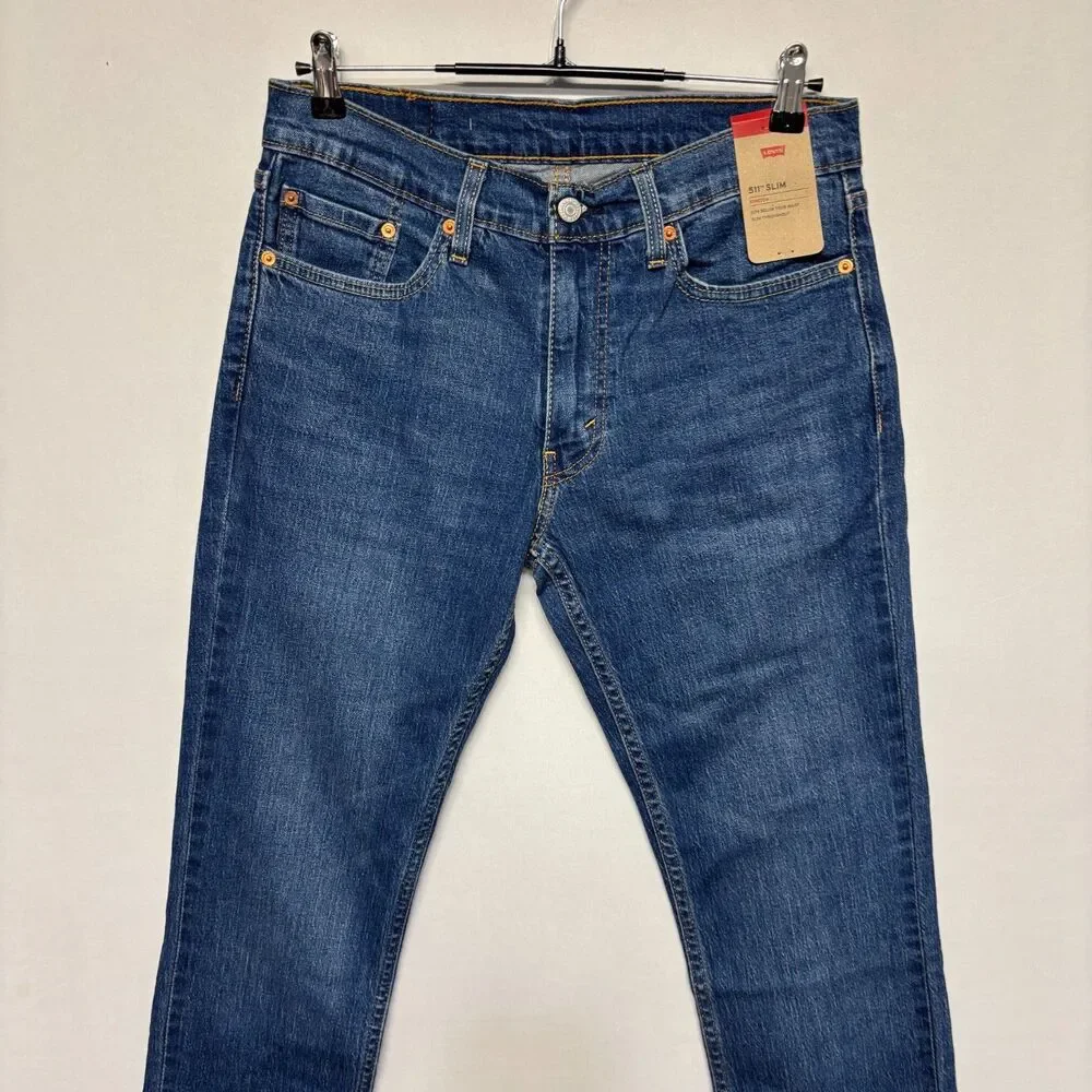 NWT Levi's 511 Slim Fit Jeans Men Size 32x30 Blue Denim Stretch C132 -28